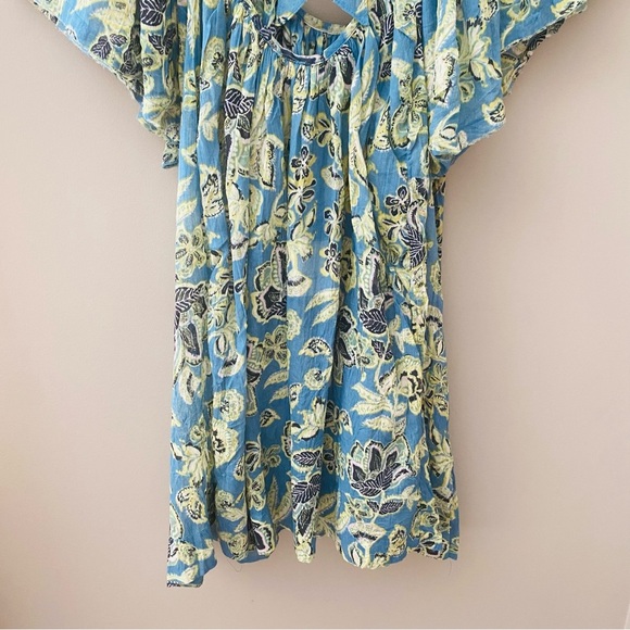 Free People Kauai Getaway Printed Tunic Blue/Green Sz Small - Picture 11 of 11